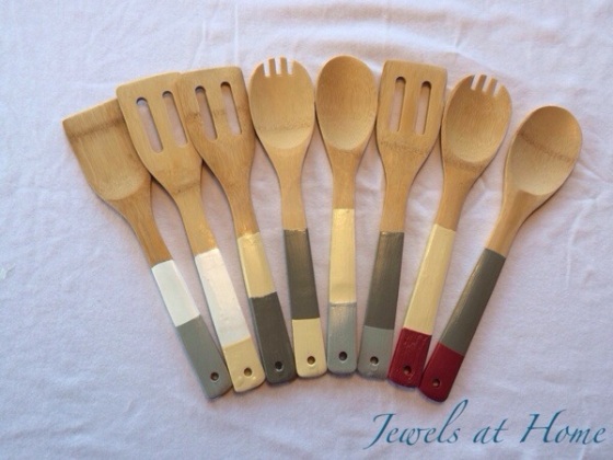 DIY dip-painted wooden kitchen utensils | Jewels at Home
