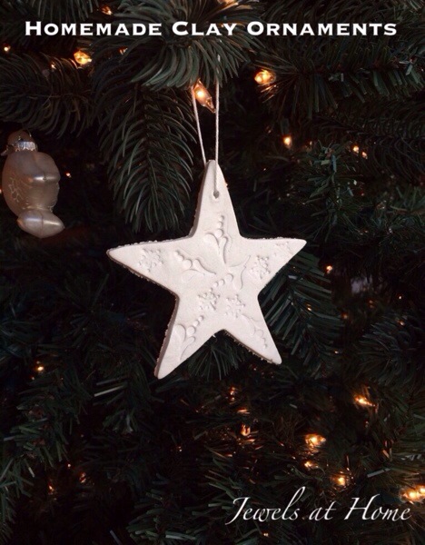 Homemade clay Christmas ornaments to make with the kids.  These are simple and beautiful!  Jewels at Home