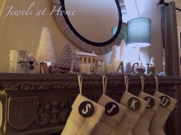 Winter wonderland.  Christmas mantel in white | Jewels at Home