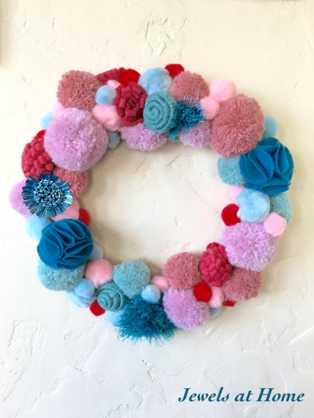 Whimsical and Festive DIY Pom Pom Wreath | Jewels at Home